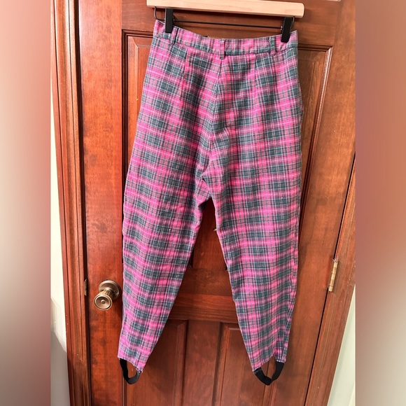 PARIS SPORT CLUB VTG 80s Plaid Stirrup High waisted pants. Size 13. Rare find! - Picture 6 of 9